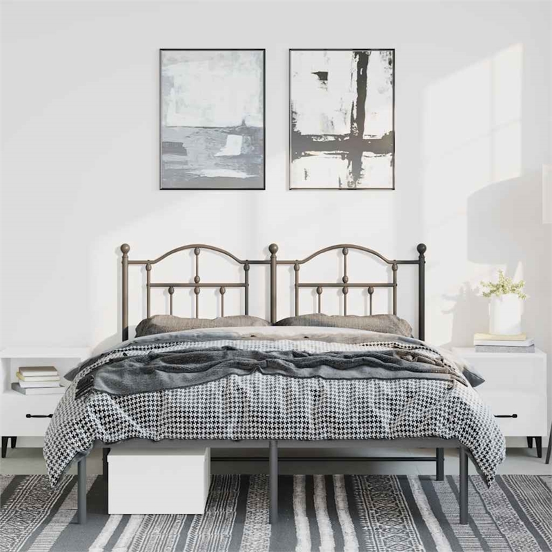 vidaXL Powder-Coated Steel Full/Double Bed Frame in Black