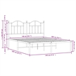 vidaXL 55.1 x 78.7 Powder Coated Steel Bed Frame in Black