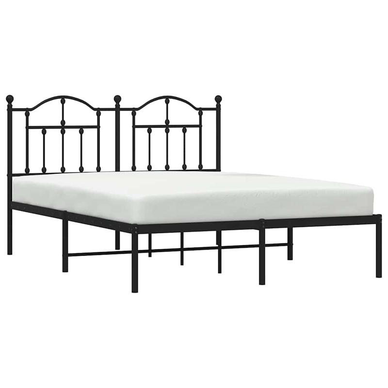 vidaXL 55.1 x 78.7 Powder Coated Steel Bed Frame in Black