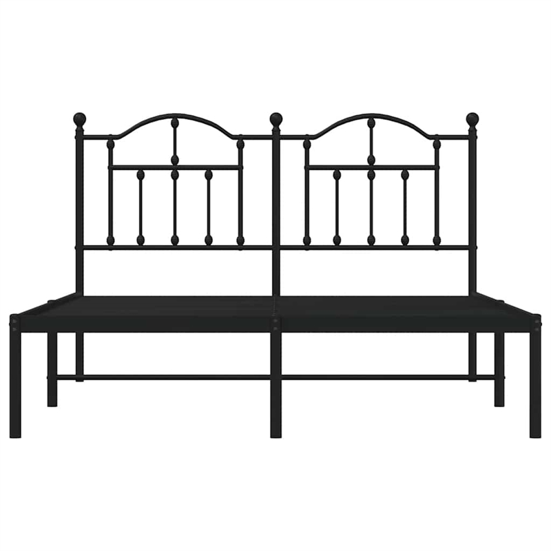 vidaXL 55.1 x 78.7 Powder Coated Steel Bed Frame in Black