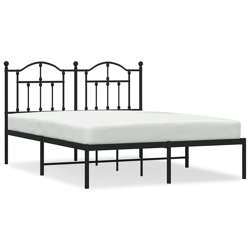 vidaXL Powder-Coated Steel King Bed Frame in Black