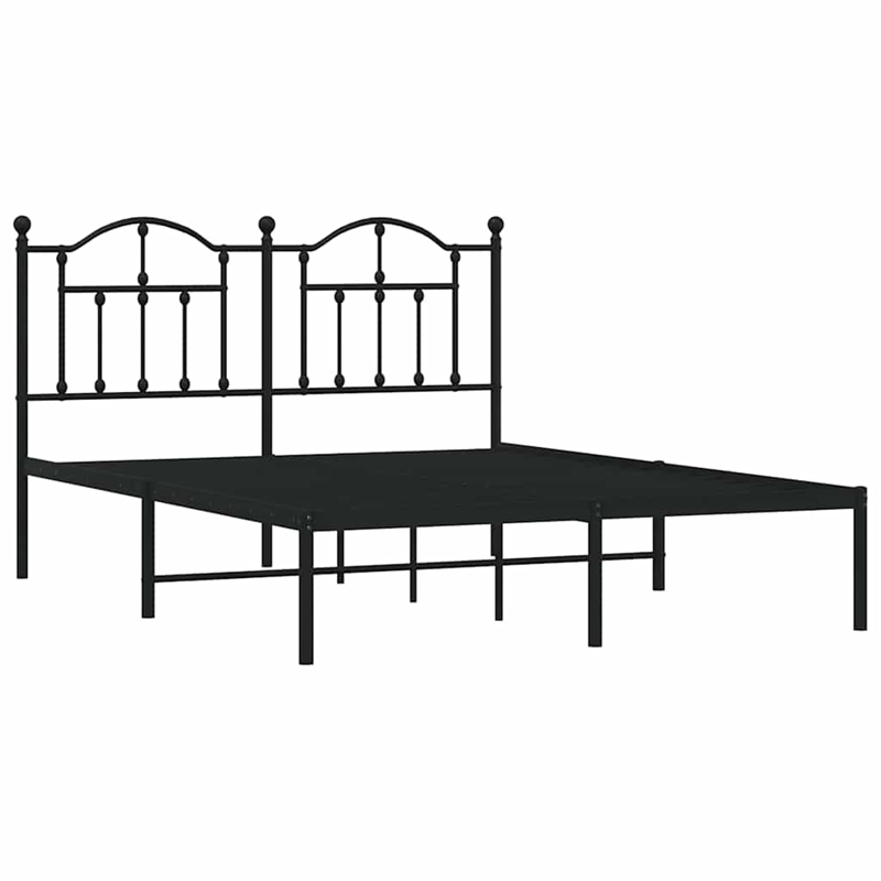 vidaXL Powder-Coated Steel King Bed Frame in Black