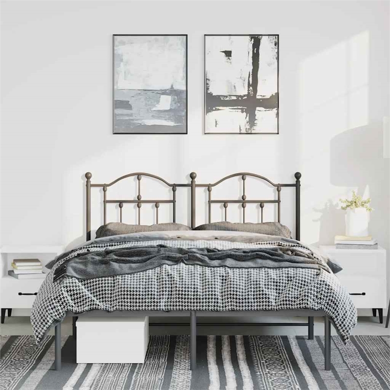 vidaXL Powder-Coated Steel King Bed Frame in Black