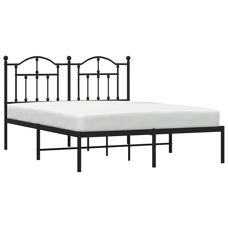 vidaXL Powder-Coated Steel King Bed Frame in Black