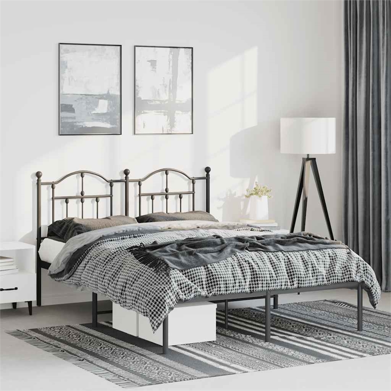 vidaXL Powder-Coated Steel King Bed Frame in Black