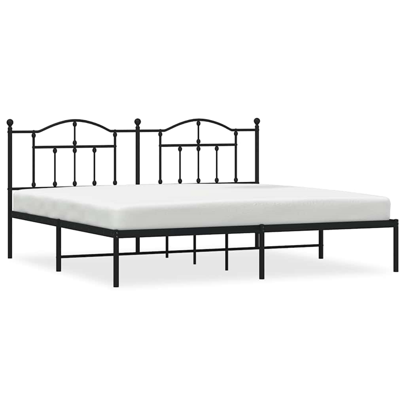 vidaXL Powder-Coated Steel King/Double Bed Frame in Black