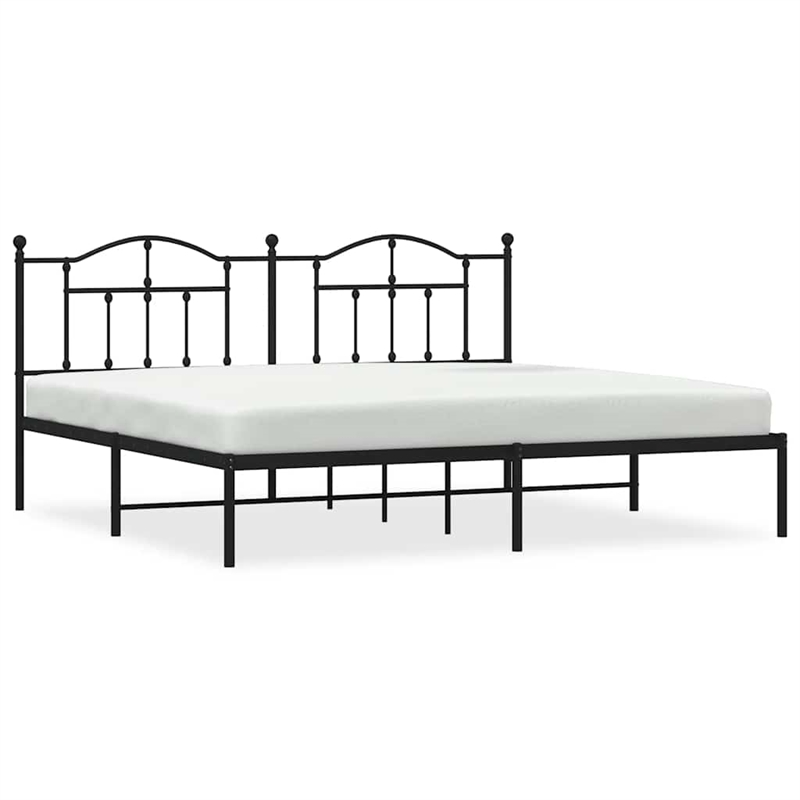 vidaXL Powder-Coated Steel King/Double Bed Frame in Black