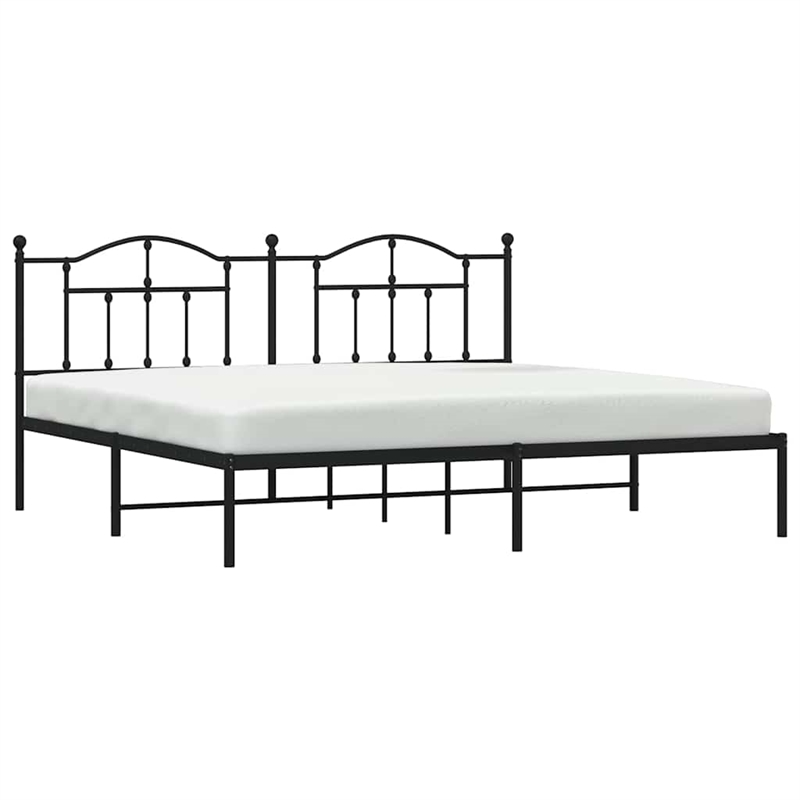 vidaXL Powder-Coated Steel King/Double Bed Frame in Black