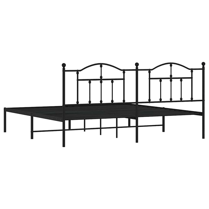 vidaXL Powder-Coated Steel King/Double Bed Frame in Black