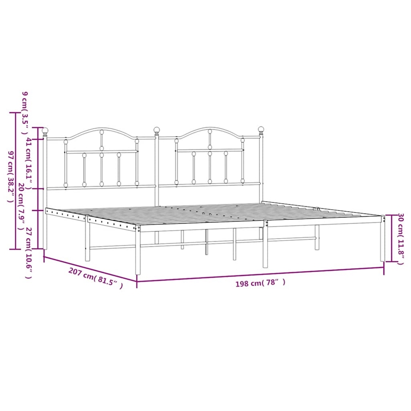 vidaXL Powder-Coated Steel King/Double Bed Frame in Black