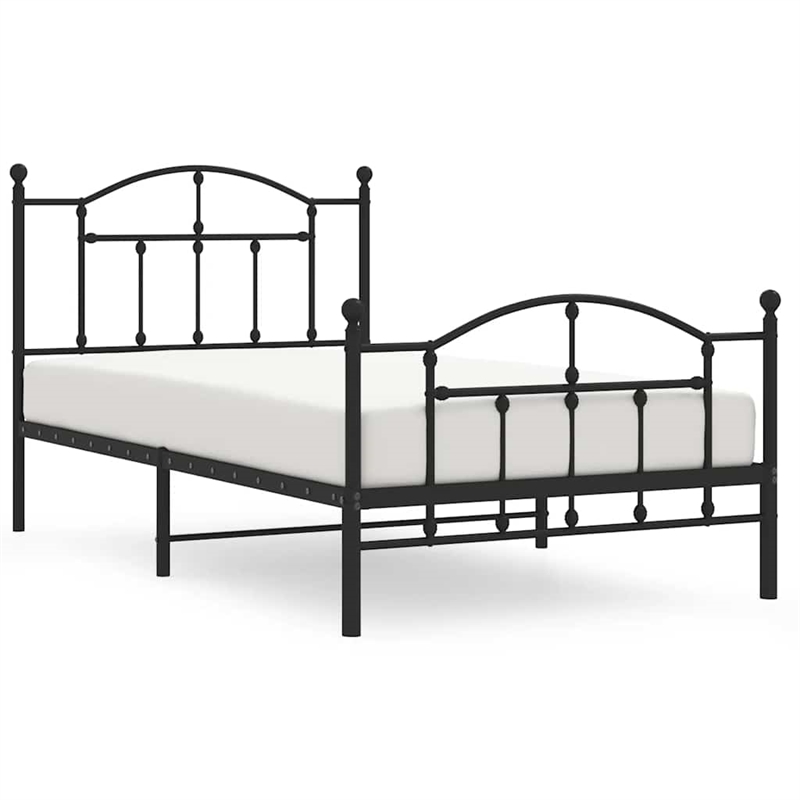 vidaXL Powder-Coated Steel Twin Bed Frame in Black