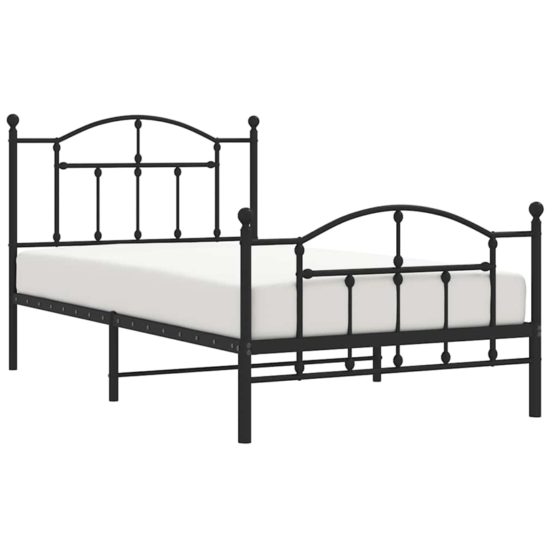 vidaXL Powder-Coated Steel Twin Bed Frame in Black