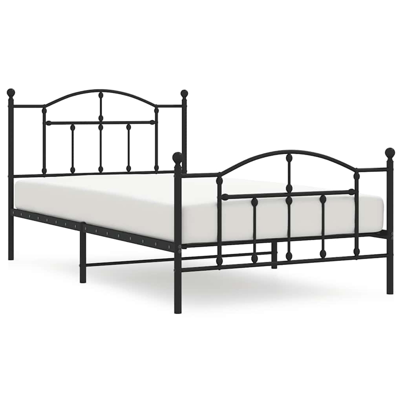 vidaXL Powder-Coated Steel Twin Bed Frame in Black