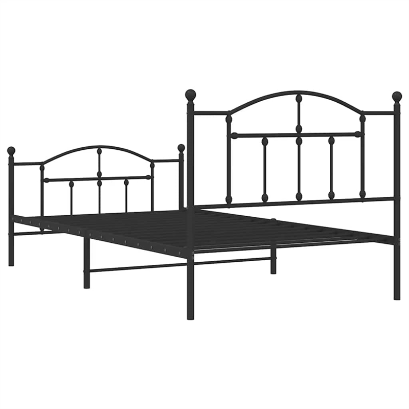vidaXL Powder-Coated Steel Twin Bed Frame in Black