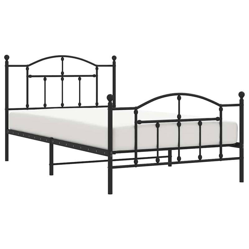 vidaXL Powder-Coated Steel Twin Bed Frame in Black