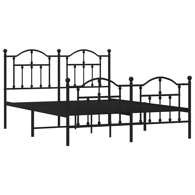 vidaXL Rectangular Powder-Coated Steel Full Bed Frame in Black