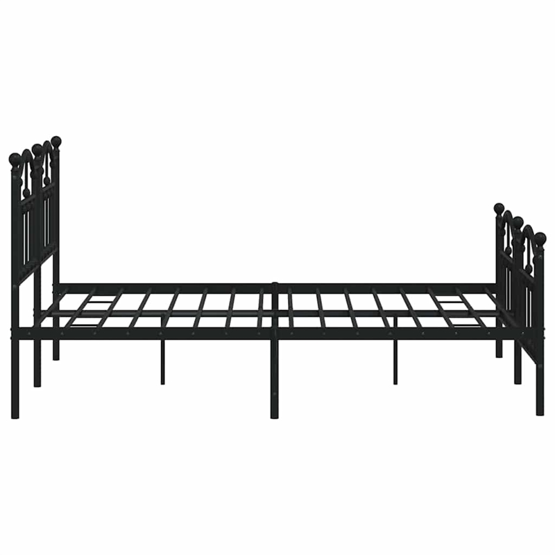 vidaXL Rectangular Powder-Coated Steel Full Bed Frame in Black