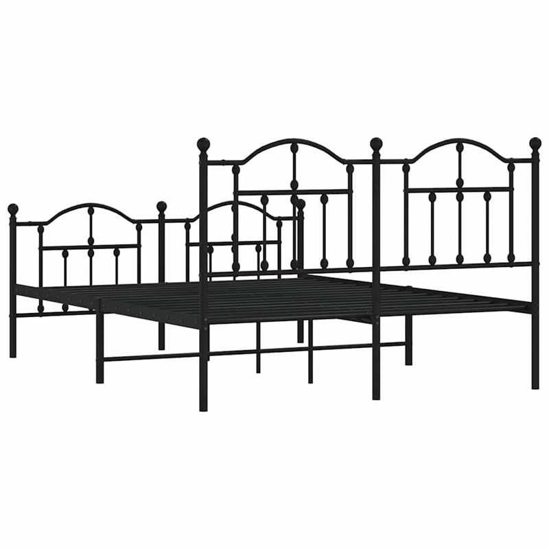 vidaXL Rectangular Powder-Coated Steel Full Bed Frame in Black
