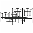 vidaXL Rectangular Powder-Coated Steel Full Bed Frame in Black