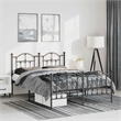 vidaXL Rectangular Powder-Coated Steel Full Bed Frame in Black