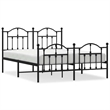vidaXL Rectangular Powder-Coated Steel King Bed Frame in Black