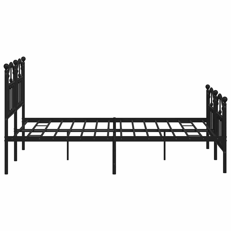 vidaXL Rectangular Powder-Coated Steel King Bed Frame in Black