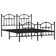 vidaXL Rectangular Powder-Coated Steel King Bed Frame in Black