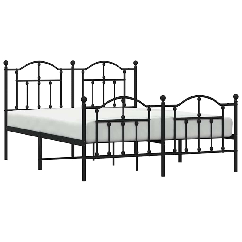 vidaXL Rectangular Powder-Coated Steel King Bed Frame in Black