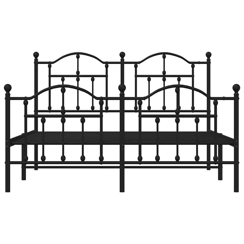 vidaXL Rectangular Powder-Coated Steel King Bed Frame in Black