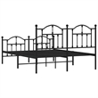 vidaXL Rectangular Powder-Coated Steel King Bed Frame in Black