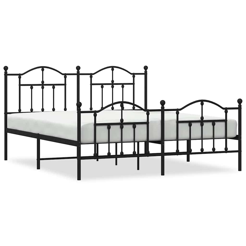vidaXL Powder-Coated Steel King Bed Frame in Black