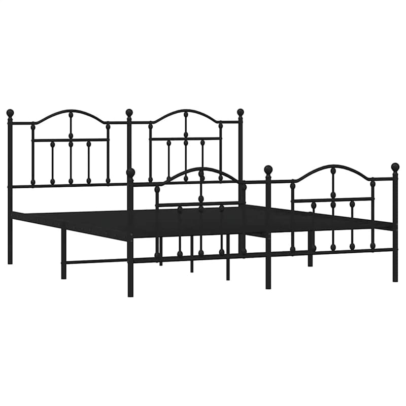 vidaXL Powder-Coated Steel King Bed Frame in Black