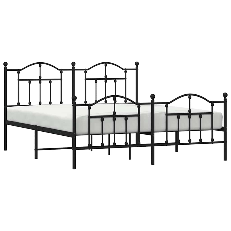 vidaXL Powder-Coated Steel King Bed Frame in Black