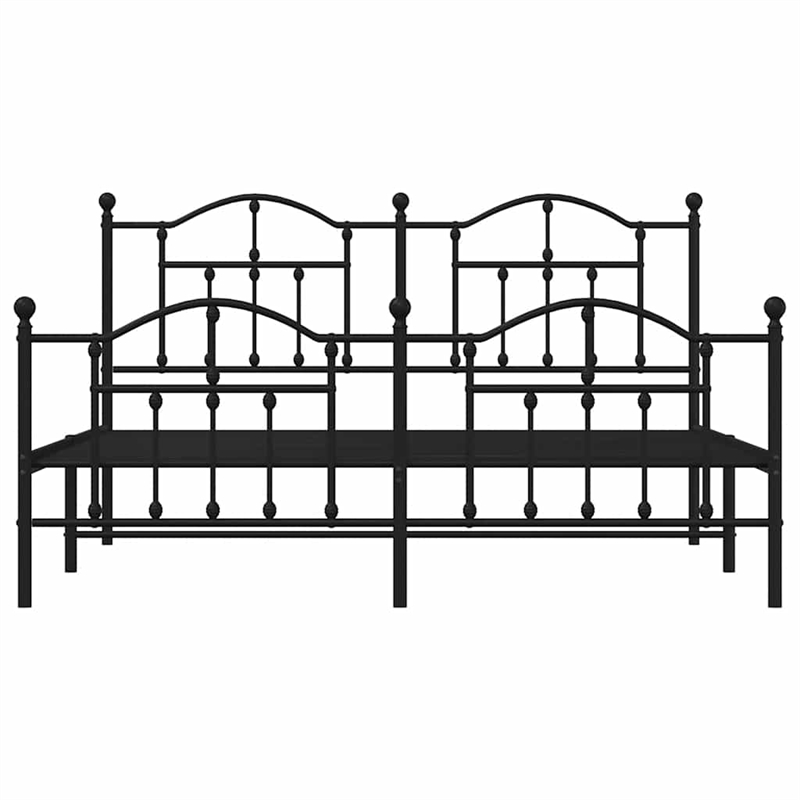 vidaXL Powder-Coated Steel King Bed Frame in Black