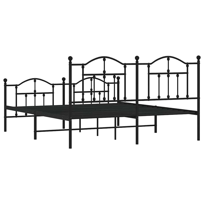vidaXL Powder-Coated Steel King Bed Frame in Black