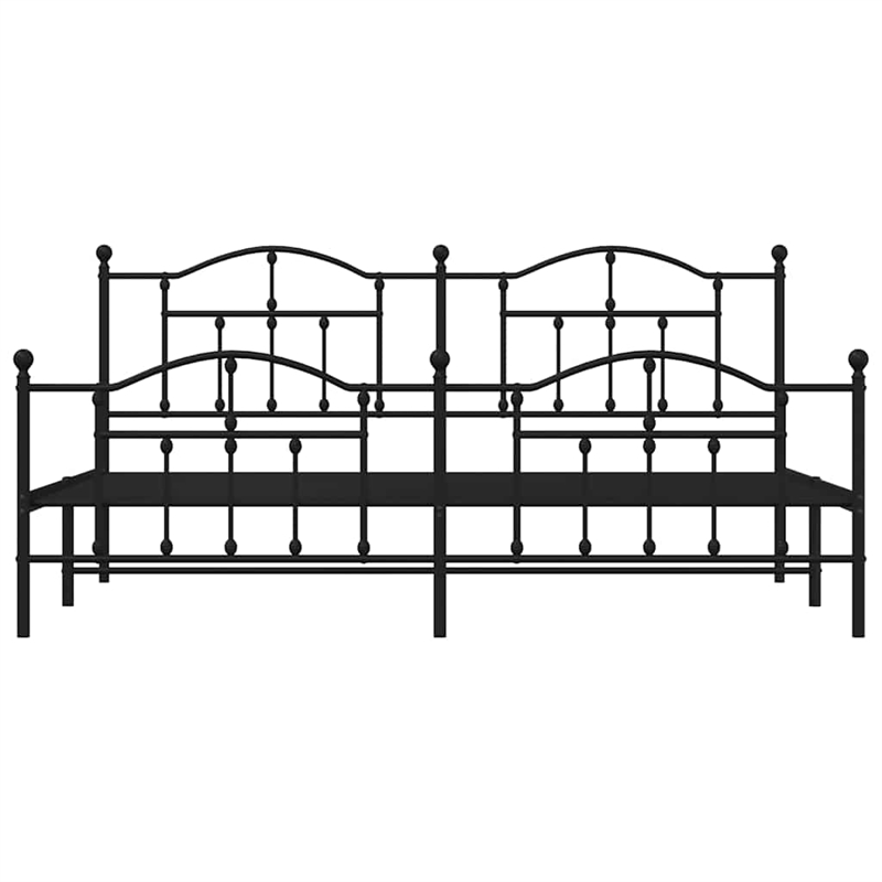 vidaXL Powder-Coated Steel King/Double Bed Frame in Black
