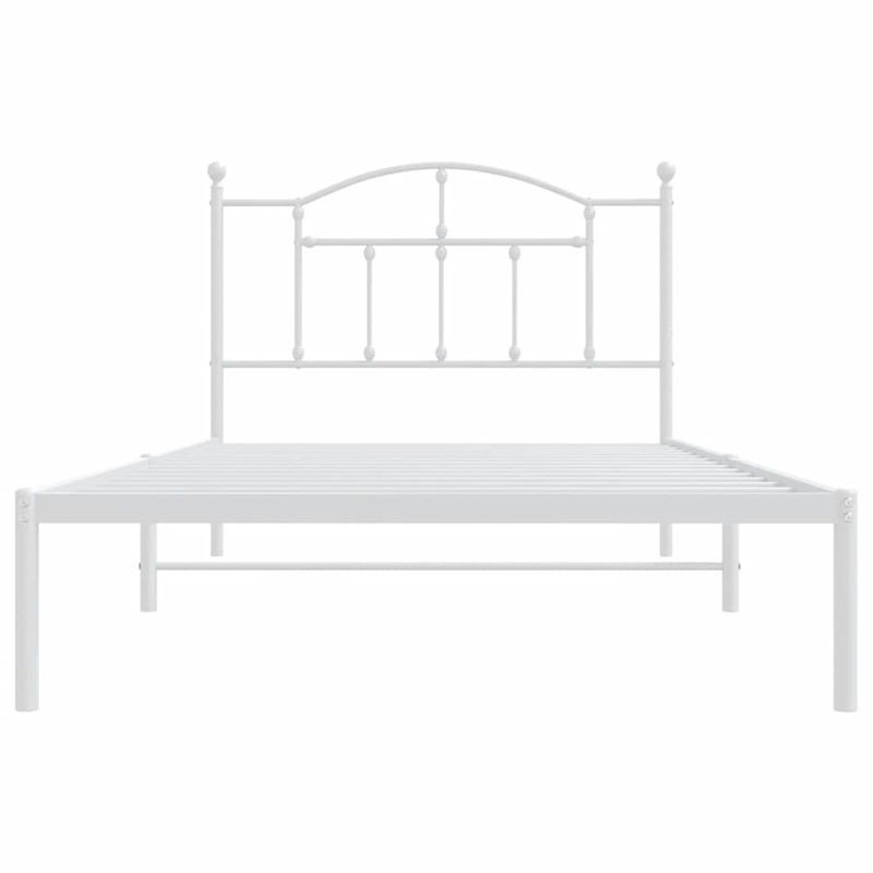 vidaXL Rectangular Powder-Coated Steel Twin Bed Frame in White