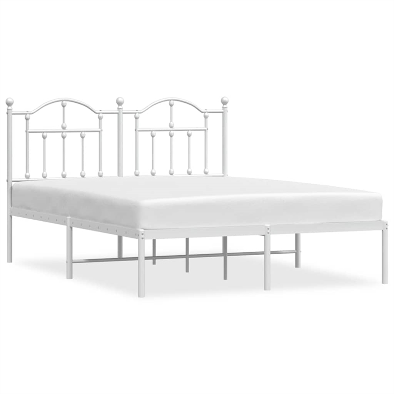 vidaXL Powder-Coated Steel Full/Double Bed Frame in White