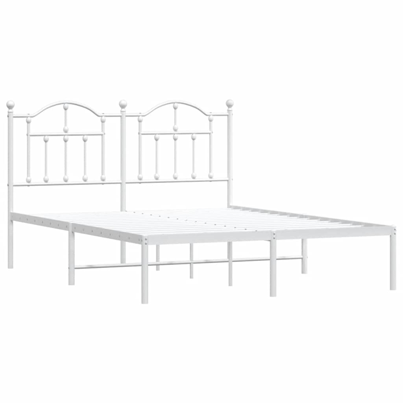 vidaXL Powder-Coated Steel Full/Double Bed Frame in White