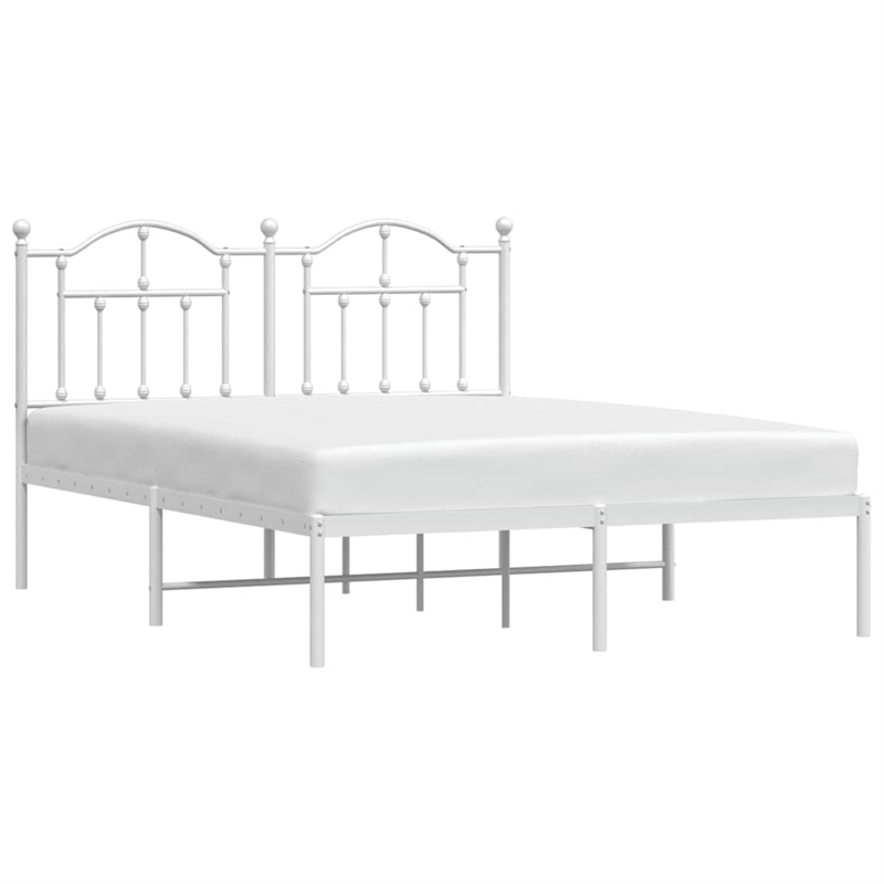 vidaXL Powder-Coated Steel Full/Double Bed Frame in White