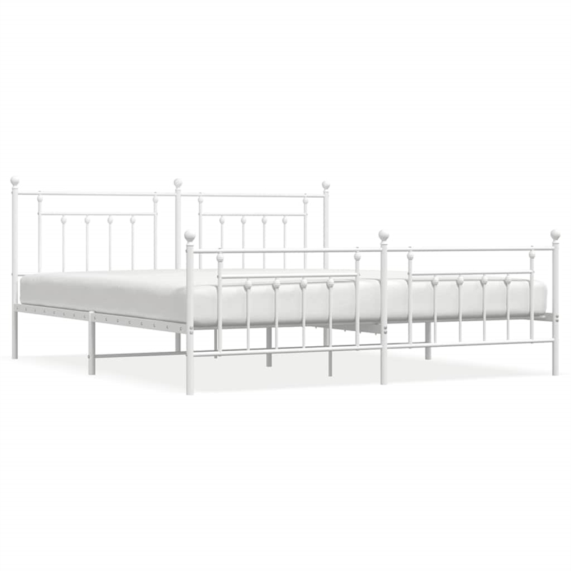 vidaXL 76.0 x 80.0 White Powder-Coated Steel Bed Frame in White
