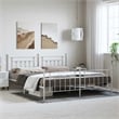vidaXL 76.0 x 80.0 White Powder-Coated Steel Bed Frame in White