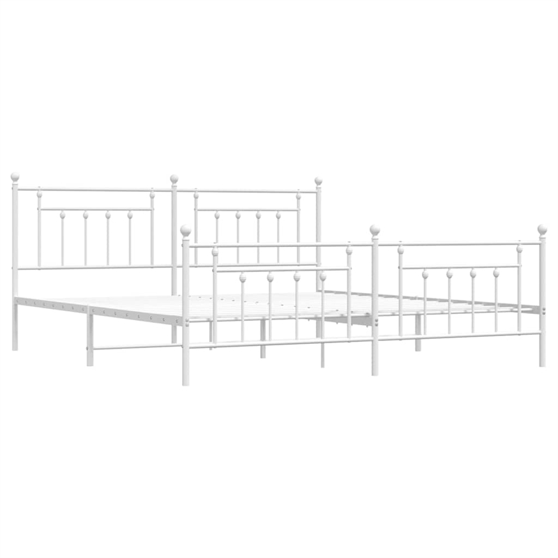 vidaXL 76.0 x 80.0 White Powder-Coated Steel Bed Frame in White