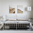 vidaXL 76.0 x 80.0 White Powder-Coated Steel Bed Frame in White