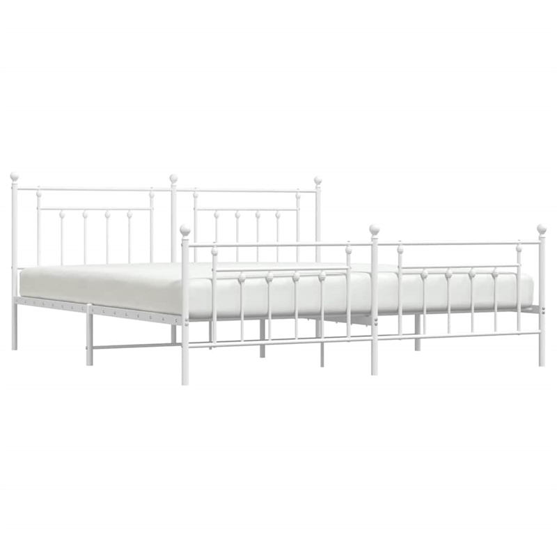 vidaXL 76.0 x 80.0 White Powder-Coated Steel Bed Frame in White