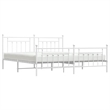 vidaXL 76.0 x 80.0 White Powder-Coated Steel Bed Frame in White