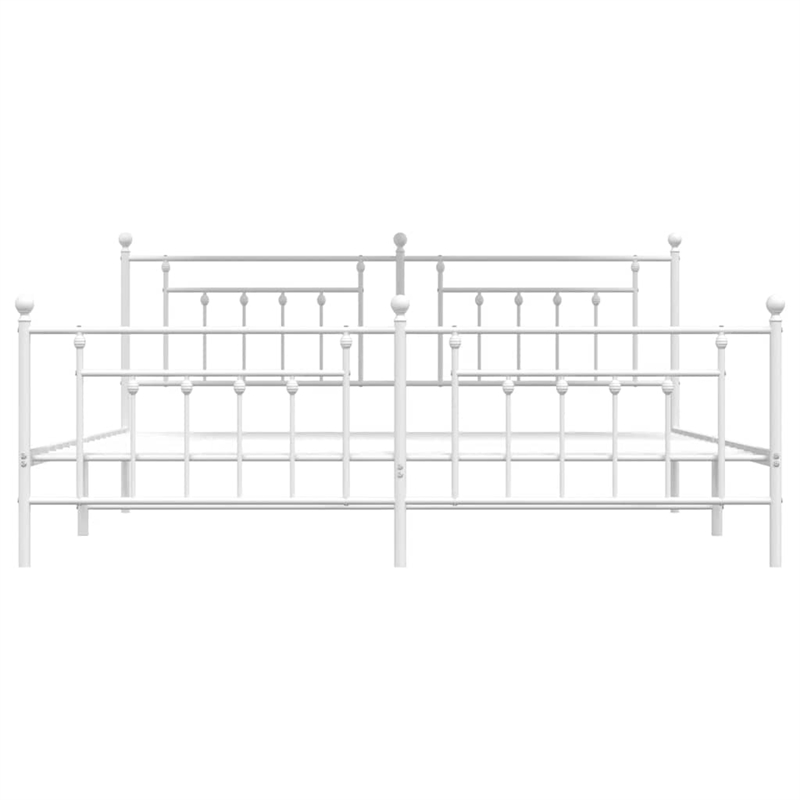 vidaXL 76.0 x 80.0 White Powder-Coated Steel Bed Frame in White