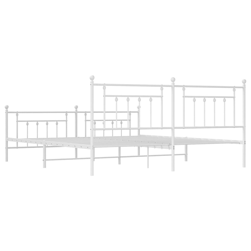 vidaXL 76.0 x 80.0 White Powder-Coated Steel Bed Frame in White