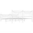vidaXL 76.0 x 80.0 White Powder-Coated Steel Bed Frame in White
