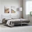 vidaXL 76.0 x 80.0 White Powder-Coated Steel Bed Frame in White